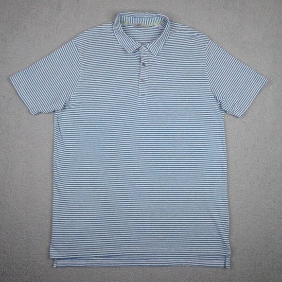 Tasc Polo Shirt Mens Large Gray Blue Stripe Organic Cotton Bamboo Casual Golf - Picture 2 of 12